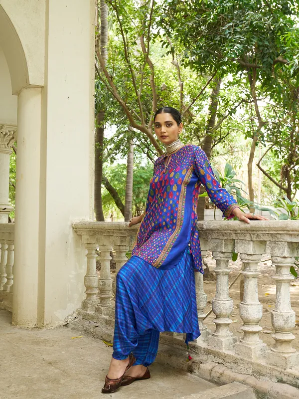 Royal blue silk embroidery salwar suit