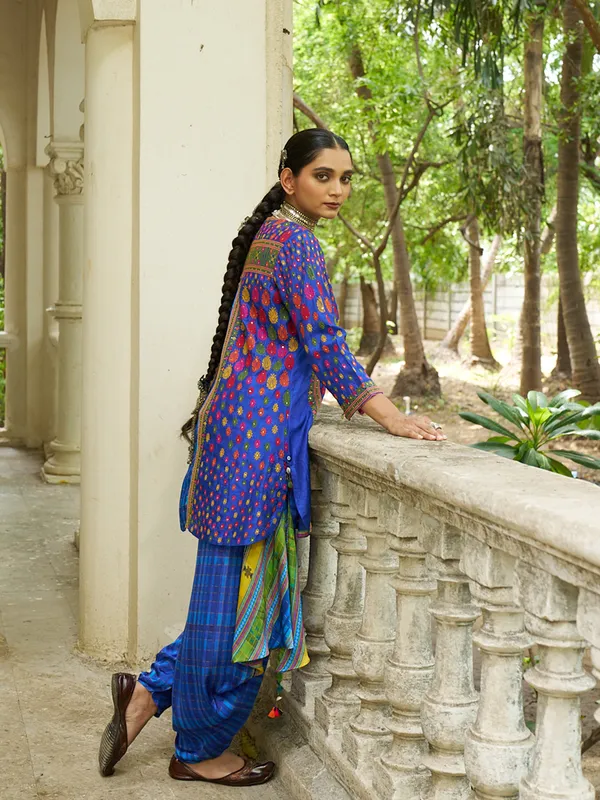 Royal blue silk embroidery salwar suit