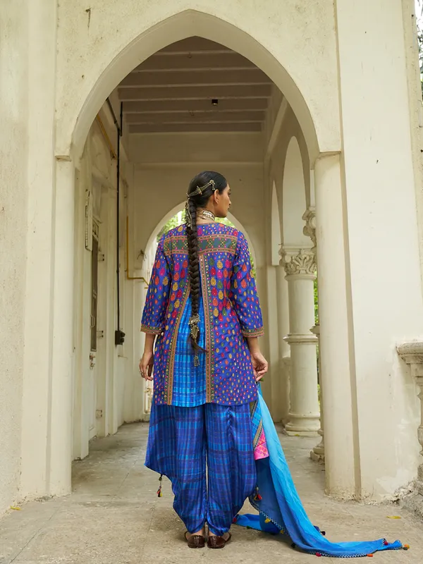 Royal blue silk embroidery salwar suit