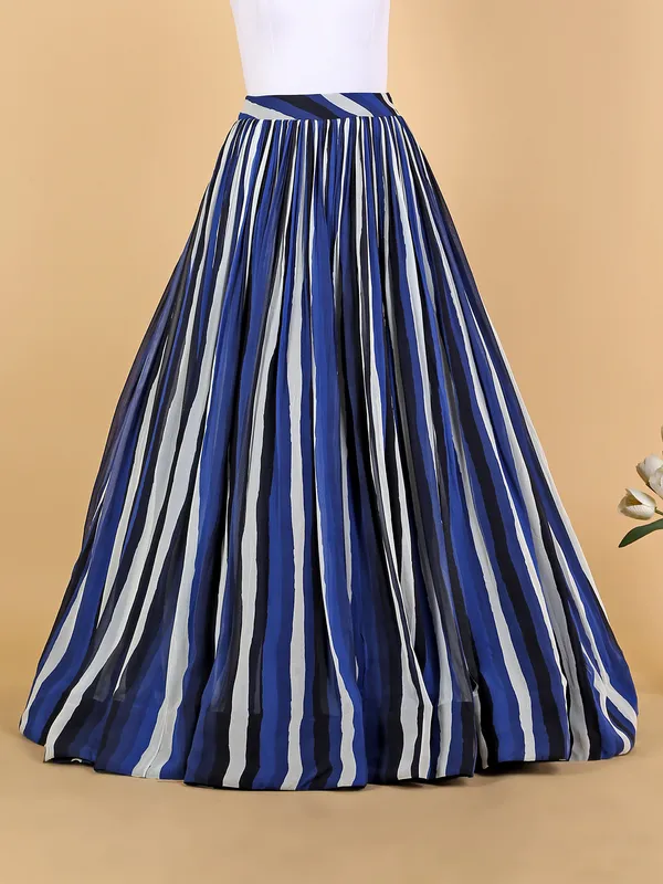 Royal blue stripe georgette lehenga choli