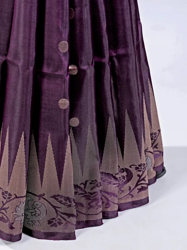 Royal dark purple silk saree with classic zari weave