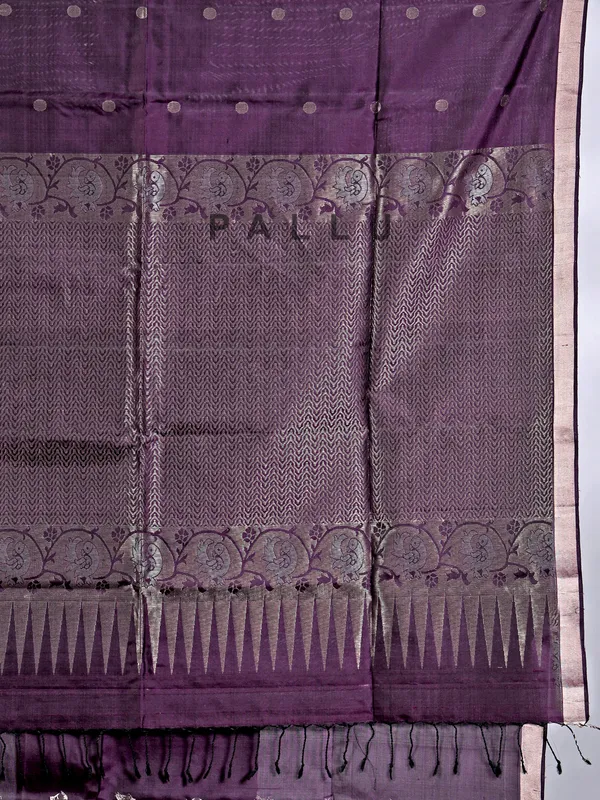 Royal dark purple silk saree with classic zari weave