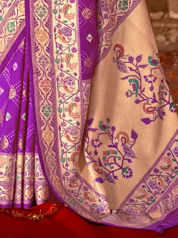 Royal purple silk saree with luxe zari detailing
