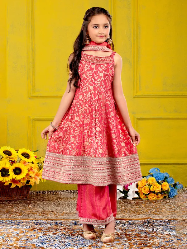 Royal red pakistani style silk palazzo suit