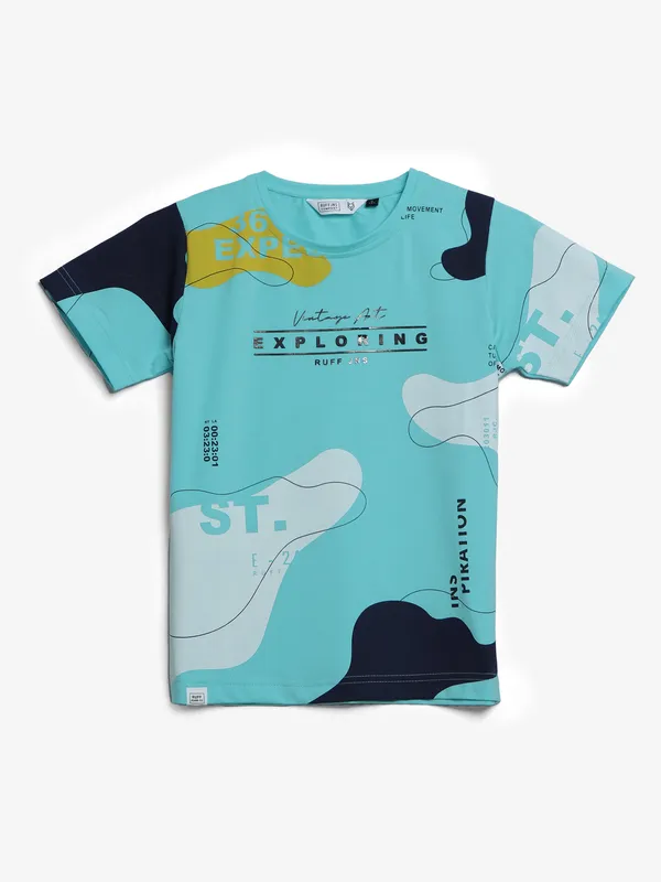 Ruff aqua printed t shirt