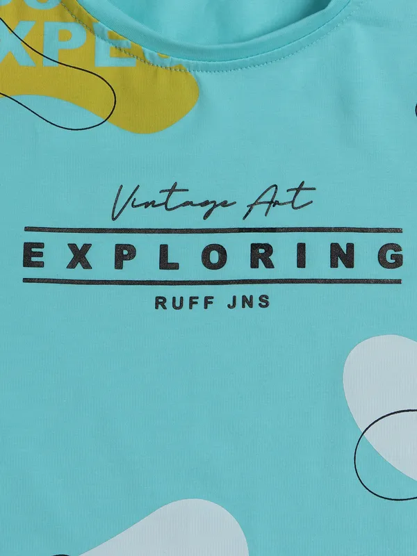 Ruff aqua printed t shirt