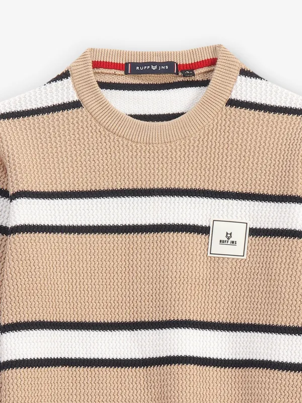 RUFF beige stripe knitted t-shirt
