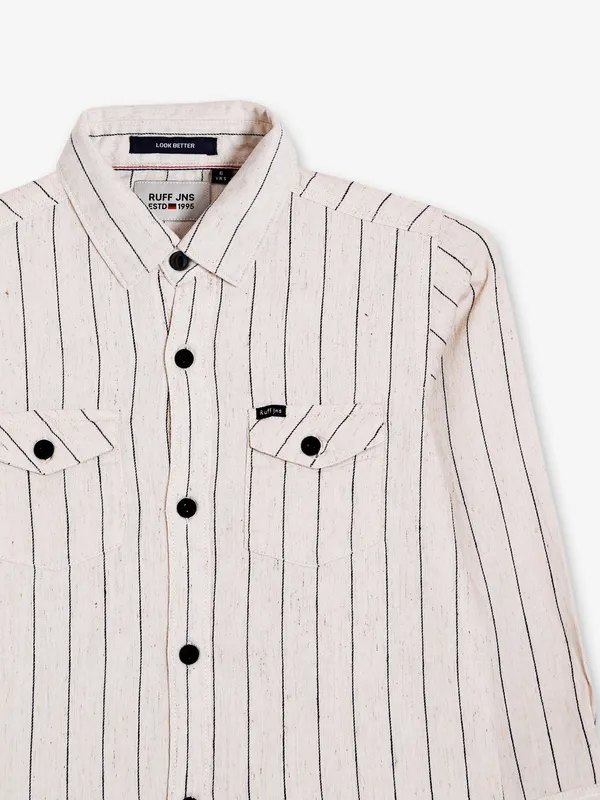 Ruff beige stripe linen shirt