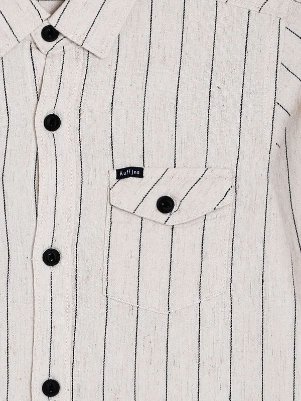 Ruff beige stripe linen shirt