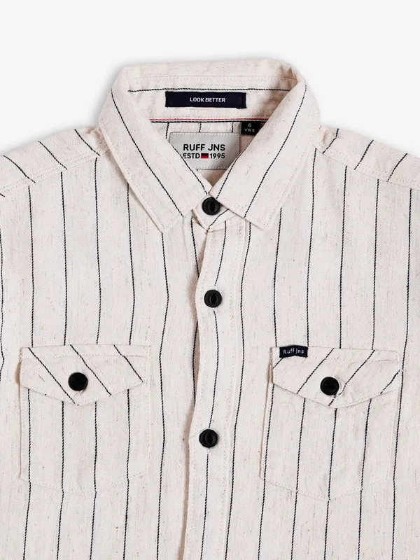 Ruff beige stripe linen shirt