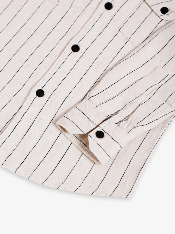 Ruff beige stripe linen shirt