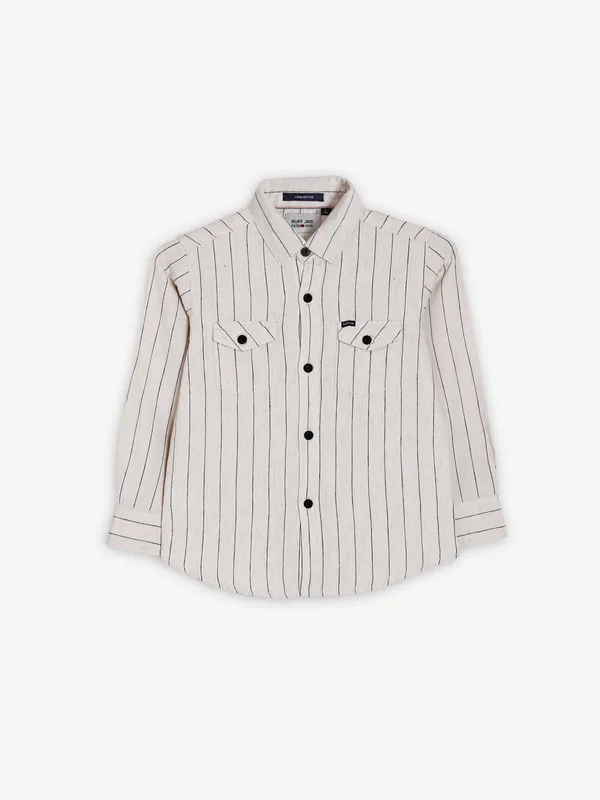 Ruff beige stripe linen shirt