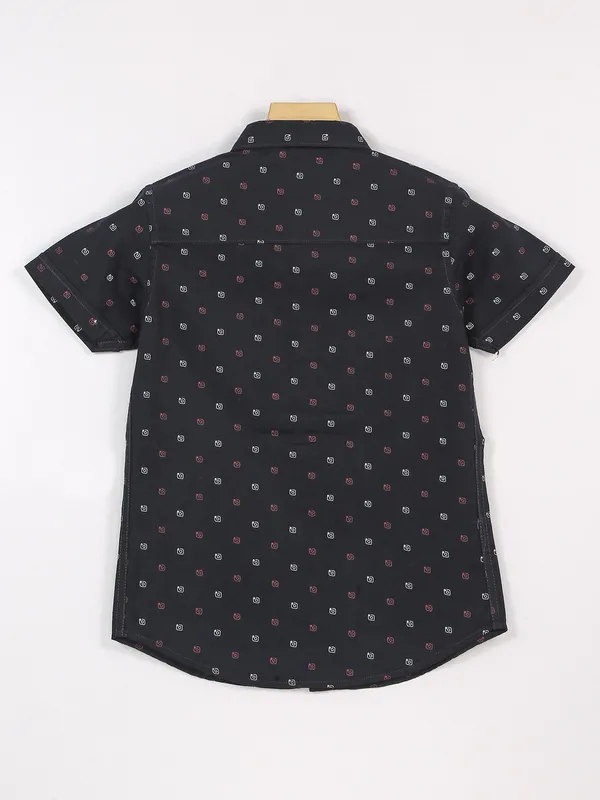 Ruff black cotton half sleeves shirt