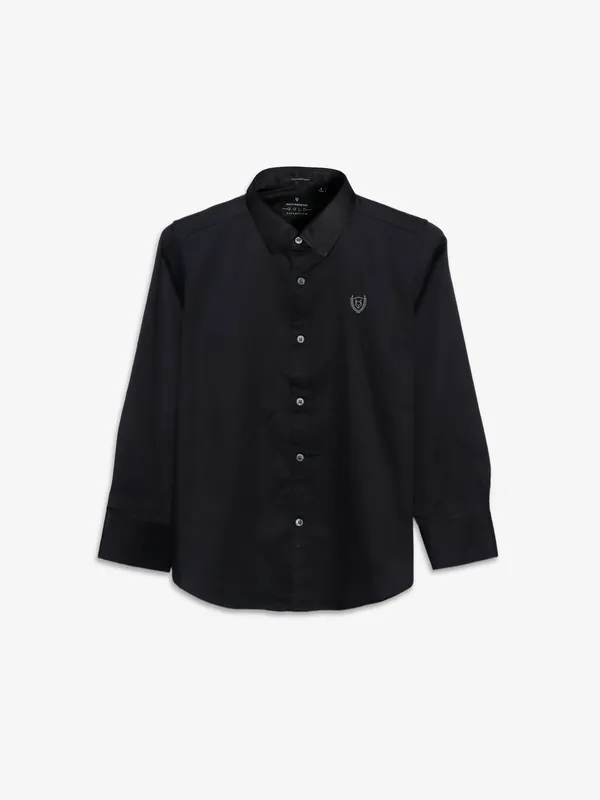 Ruff black plain cotton shirt
