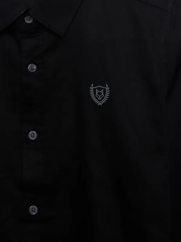 Ruff black plain cotton shirt