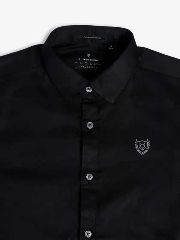 Ruff black plain cotton shirt