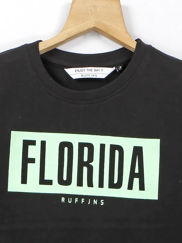 Ruff black printed cotton t shirt