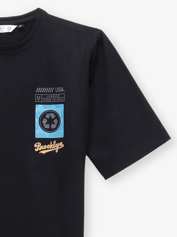 RUFF black printed cotton t-shirt