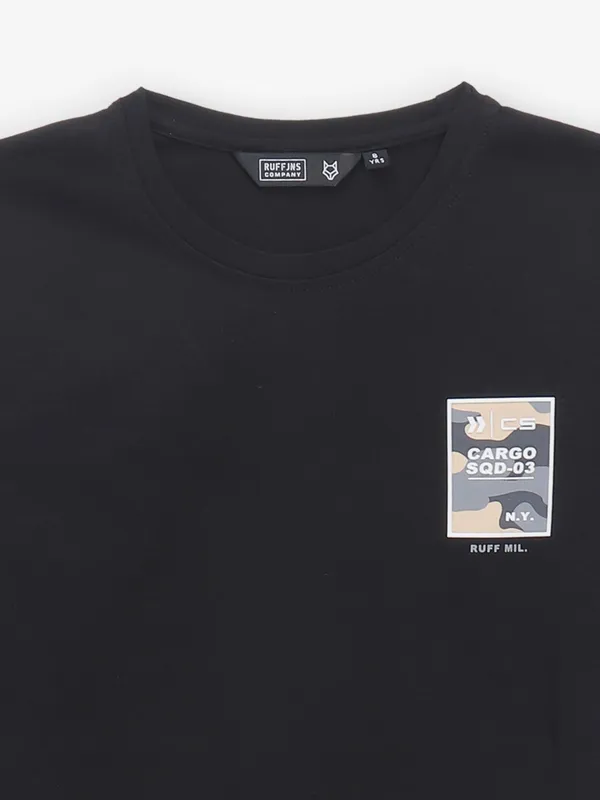 RUFF black printed cotton t-shirt for boys