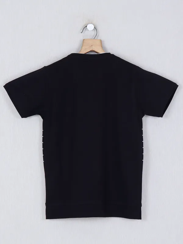 Ruff black printed round neck boys t-shirt
