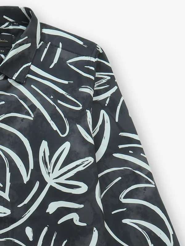 RUFF black printed silk shirt for boys