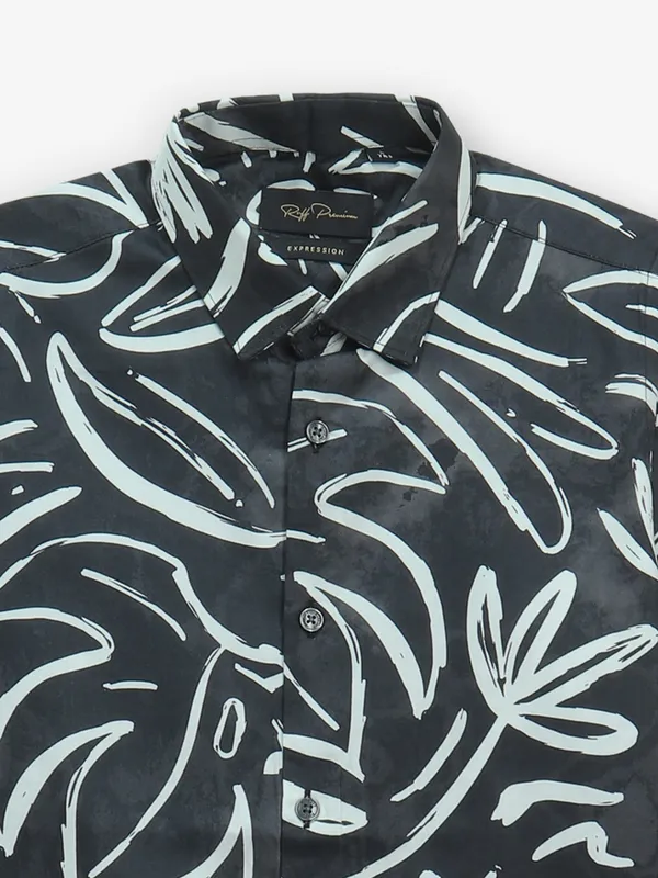 RUFF black printed silk shirt for boys