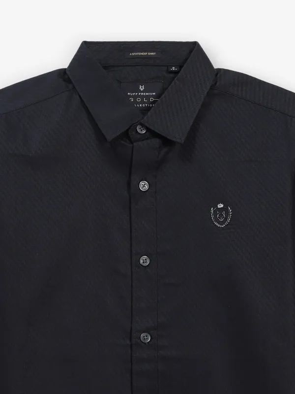 RUFF black textured cotton shirt
