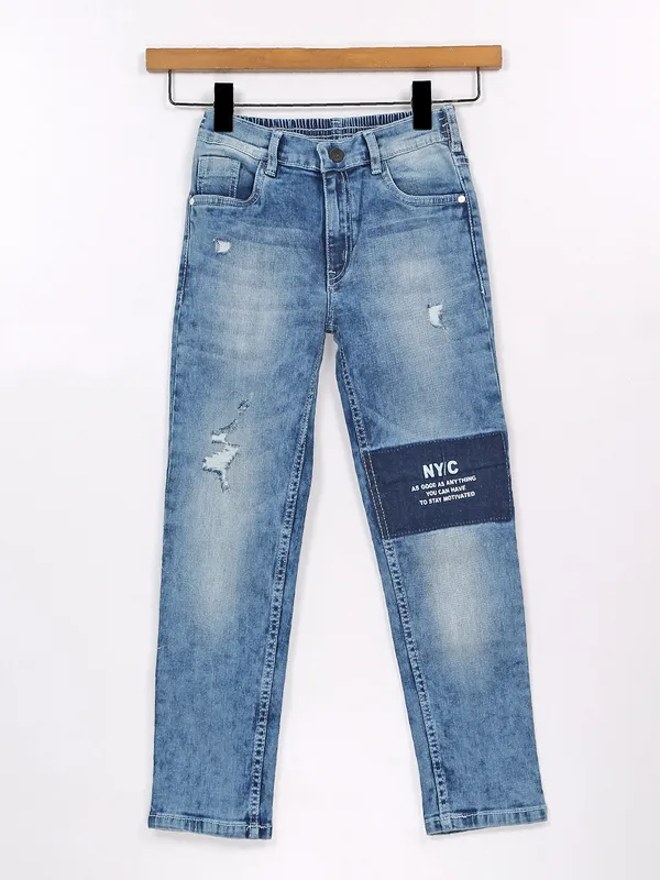 Ruff blue shaded washed and ripped jeans