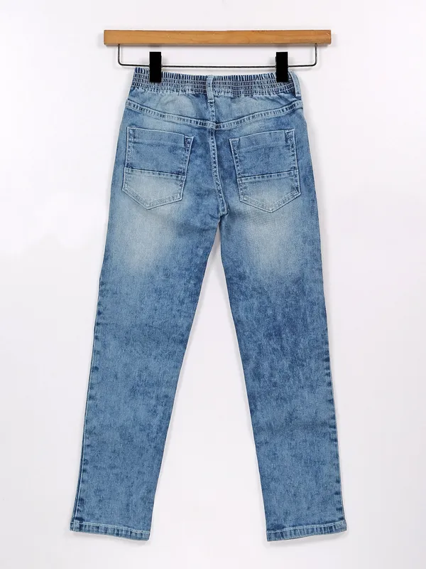 Ruff blue shaded washed and ripped jeans
