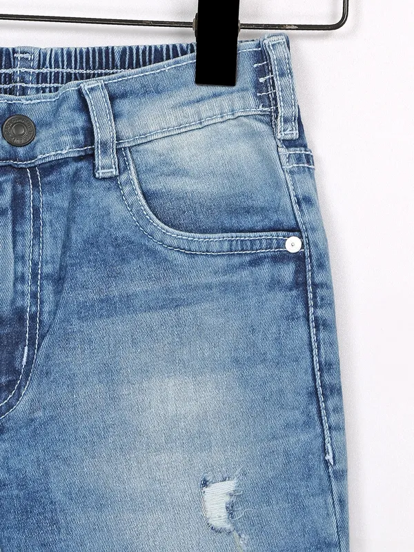 Ruff blue shaded washed and ripped jeans