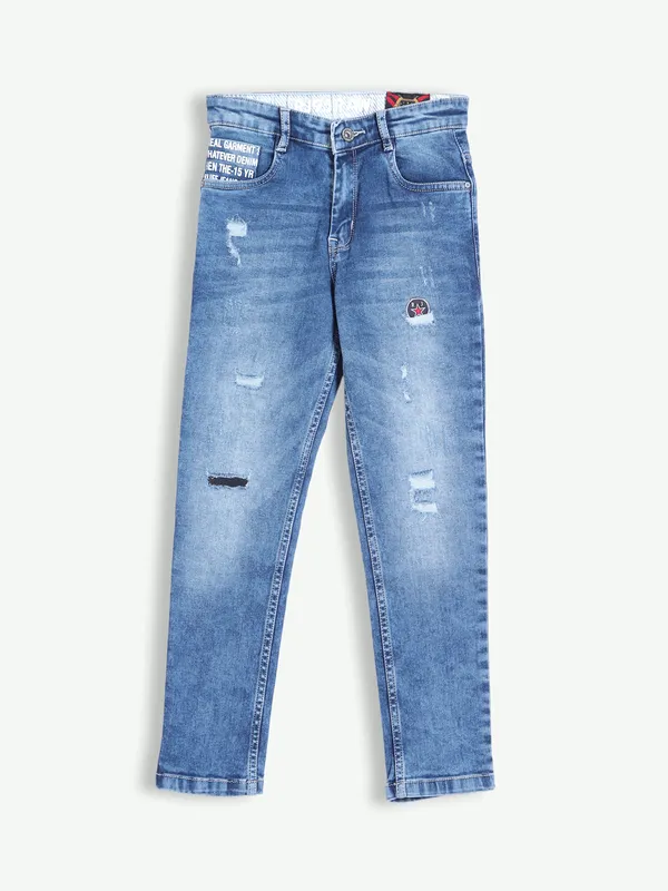 Ruff blue washed and ripped jeans