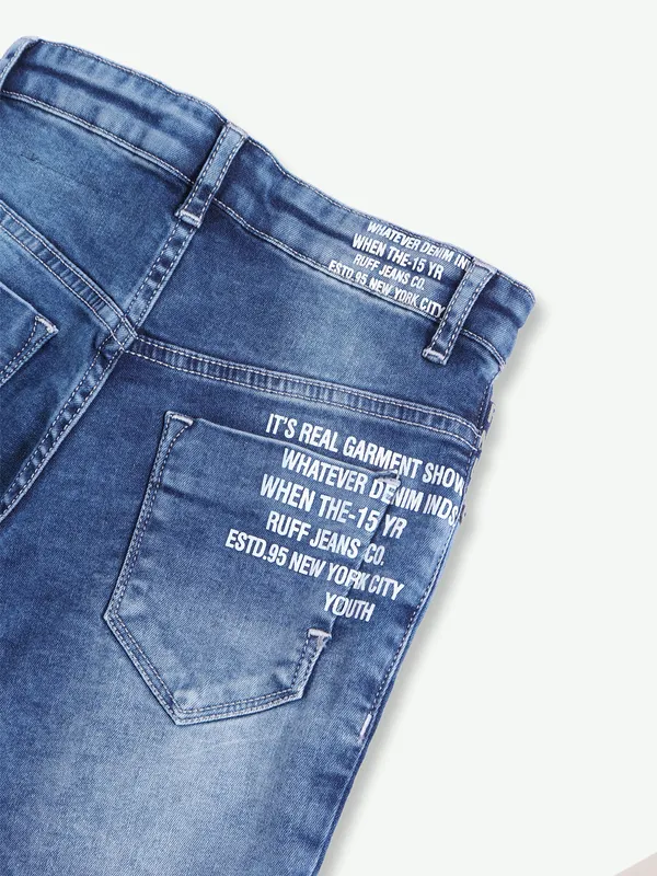 Ruff blue washed and ripped jeans
