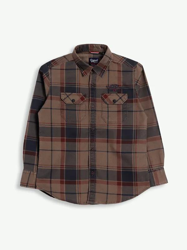 Ruff brown cotton full sleeves shirt
