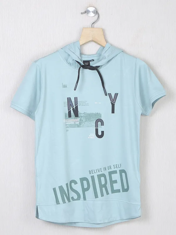 Ruff casual wear stone blue cotton t shirt