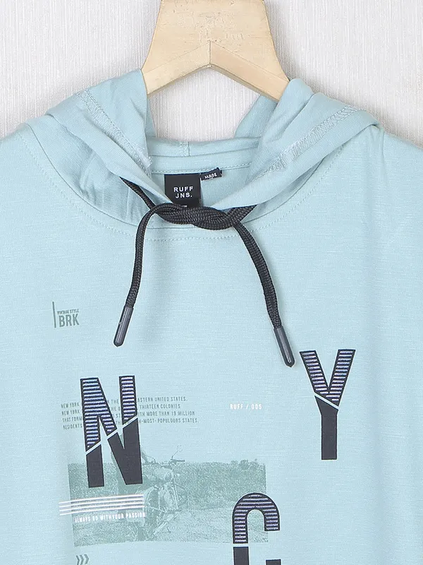 Ruff casual wear stone blue cotton t shirt