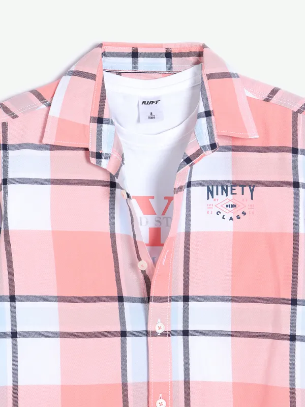 Ruff checks peach cotton shirt