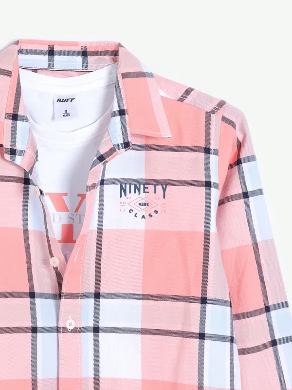 Ruff checks peach cotton shirt