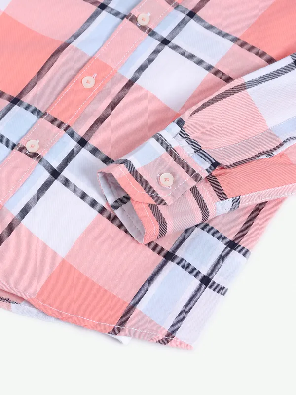 Ruff checks peach cotton shirt