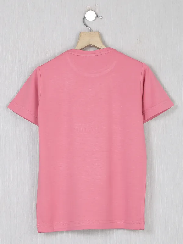 Ruff coral pink cotton printed boys t shirt