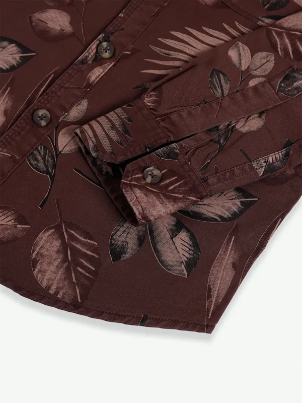 Ruff cotton brown printed shirt