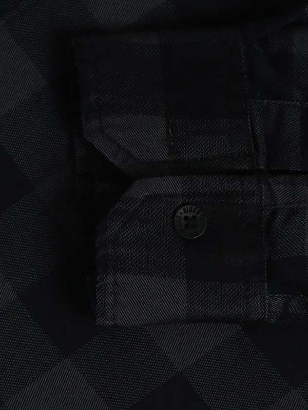 Ruff cotton dark grey checks shirt