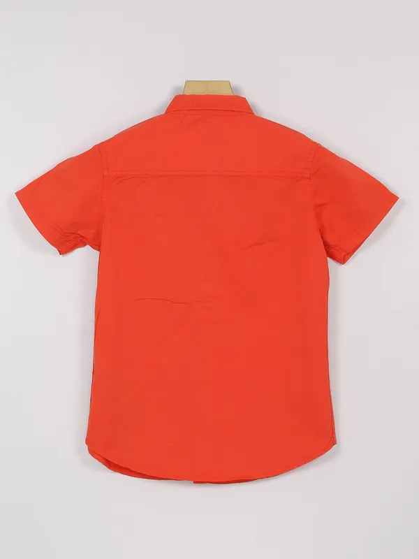 Ruff cotton orange plain shirt