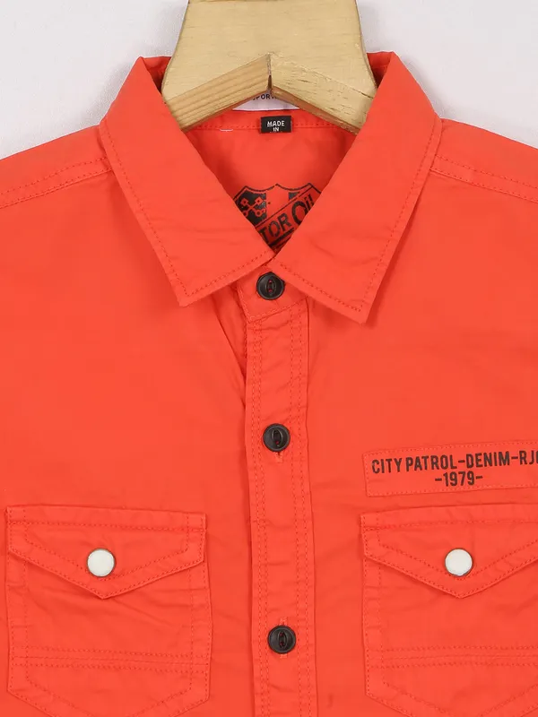 Ruff cotton orange plain shirt