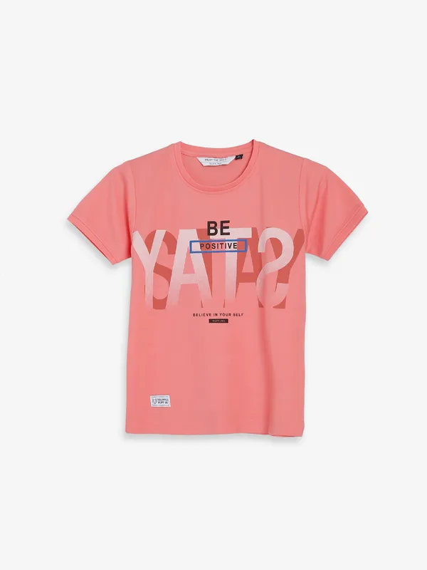 Ruff cotton peach printed t shirt