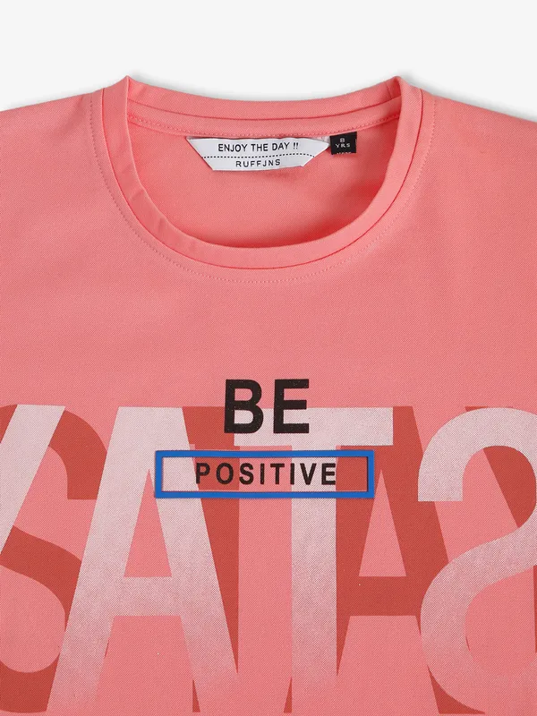 Ruff cotton peach printed t shirt