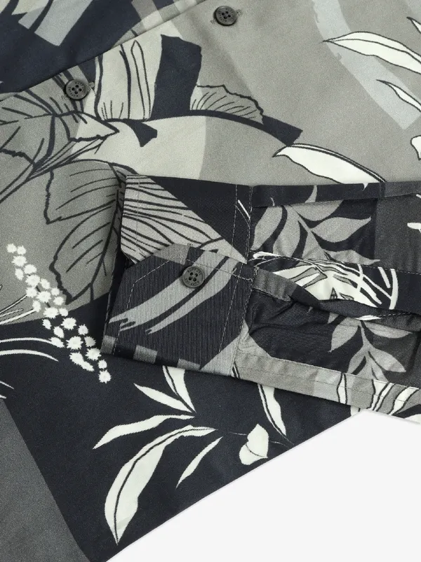 Ruff cotton printed grey shirt