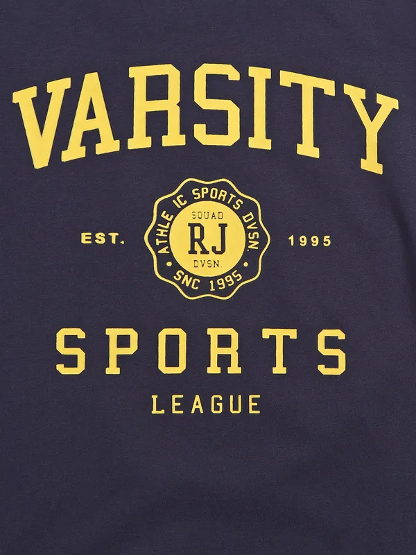 Ruff cotton printed navy t shirt