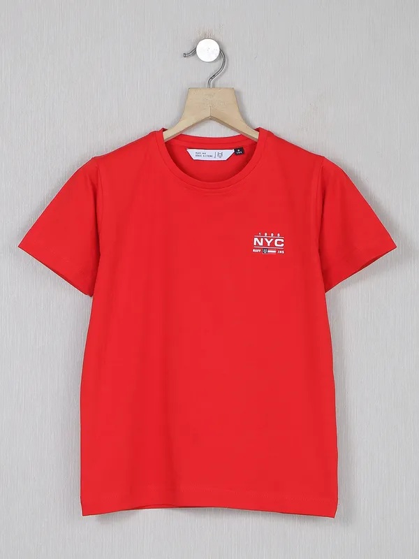 Ruff cotton red solid boys t shirt