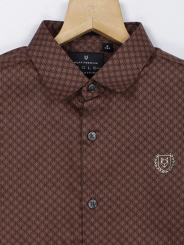 Ruff dark brown printed shirt