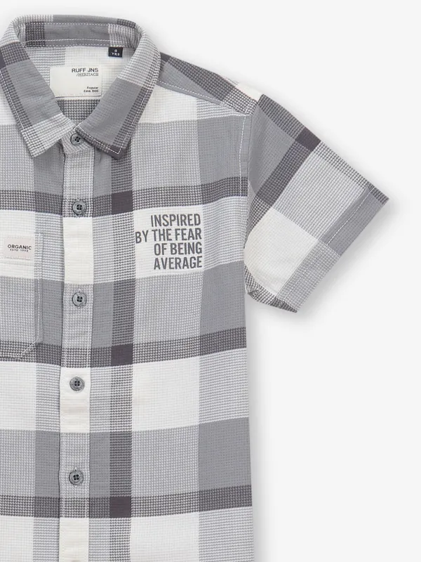 RUFF grey checks cotton shirt for boys